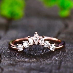 14K Rose Gold & Auth. Moissanite Ring Size 6